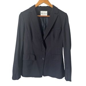 Reiss Tailored Single Breast Blazer Navy Pinstripe Wool Blend Women's Size 6